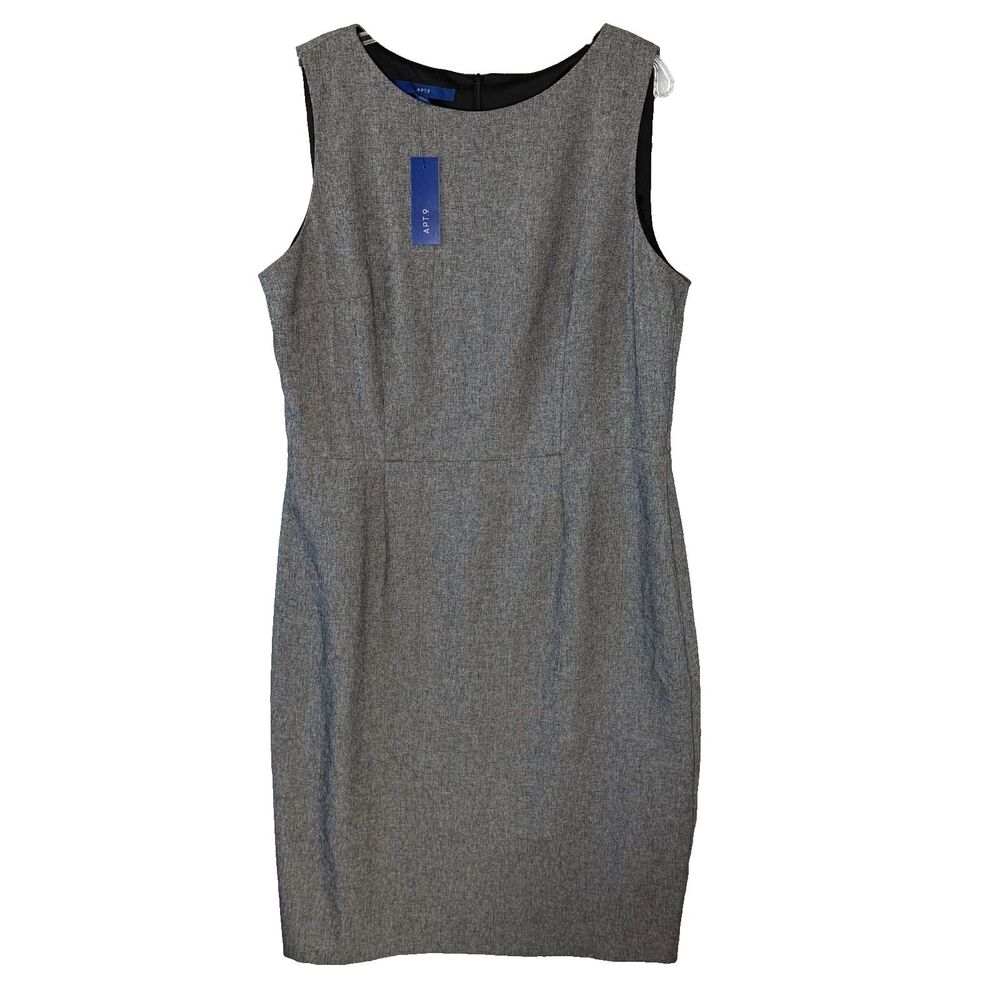 NEW Apt 9 Womens Dress Size 16 Gray Sheath Dress‎ Minimalist Career Neutral Work